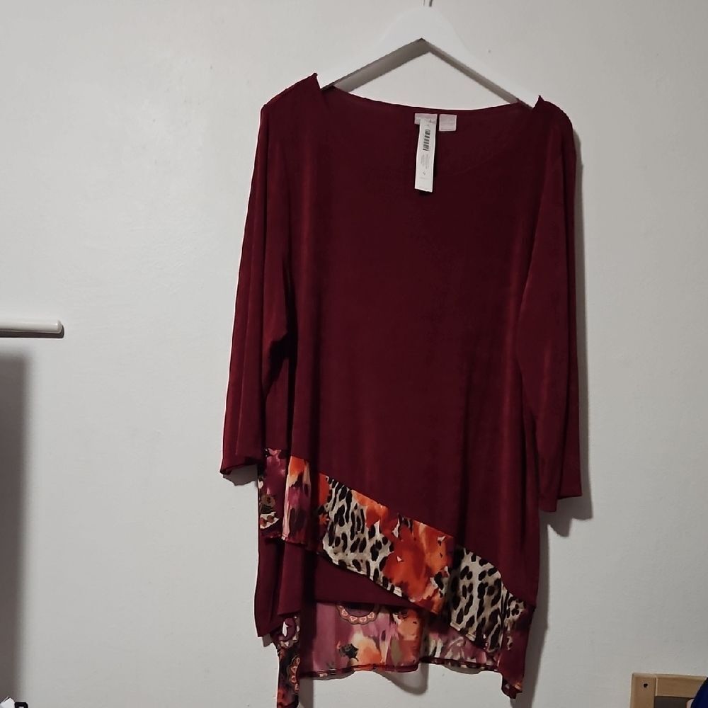 Chico's Travelers Floral Leopard Hem Tunic 4